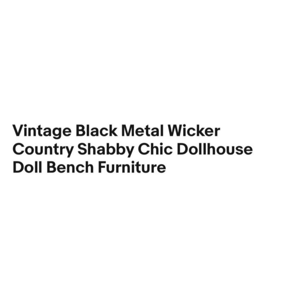 Vintage Metal Wicker Doll Bench Black Scroll Miniature Chair 12" Shabby Chic - Picture 2 of 9